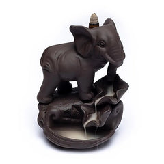 Suport backflow pentru conuri parfumate – Elefant pentru relaxare și efect de cascadă