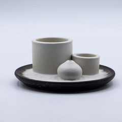 Suport ceramică, model Mandala alb și gri pentru Palo Santo, salvie și bețișoare parfumate