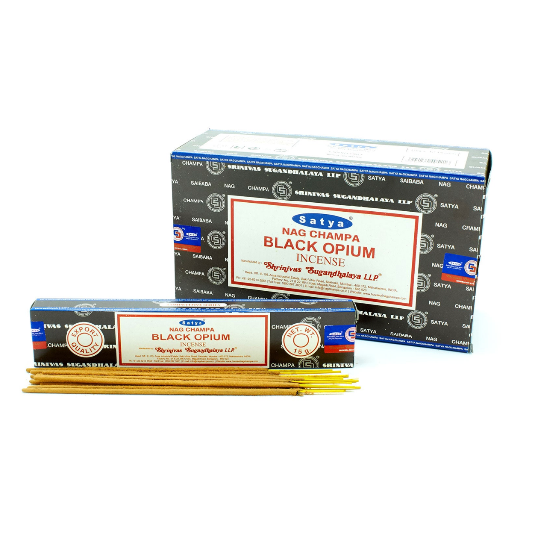 Bețișoare parfumate naturale Satya – Black Opium, 15 g, aprox 15 bucăți