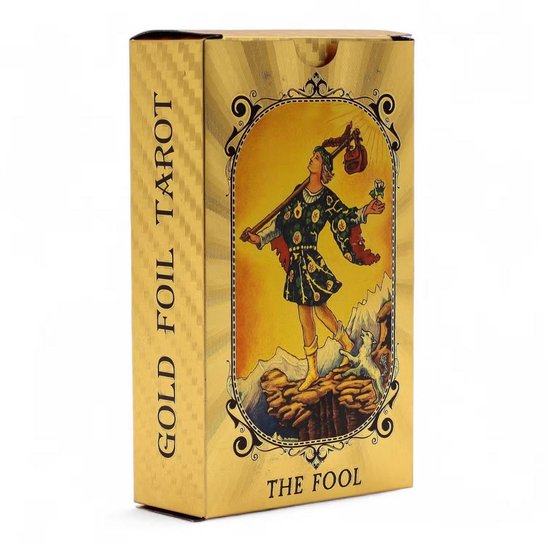 Cărți de Tarot Ochiul Atotvăzător cu folie albastră și aurie, 78 cărți