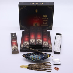 Bețișoare Parfumate cu Cristal de Agat Roșu – Șofran (10 buc + Cristal)