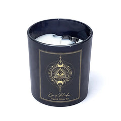 Lumânare de manifestare pentru Protecție și Putere Interioară cu obsidian, salvie și ceai alb