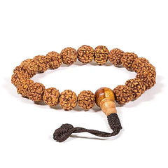 Mala / brățară Rudraksha cu 21 de mărgele, reglabilă pentru meditație și protecție spirituală