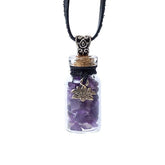 Pandantiv sticluță cu Ametist și Lotus pentru calm, claritate și transformare