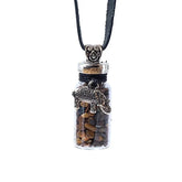 Pandantiv sticluță cu Ochi de Tigru și Elefant pentru curaj și încredere, cu șnur