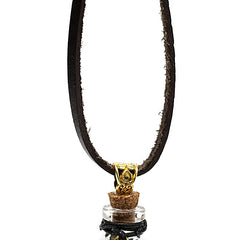 Pandantiv sticluță cu Turmalină neagră și Arborele Vieții pentru protecție și împământare - cu șnur