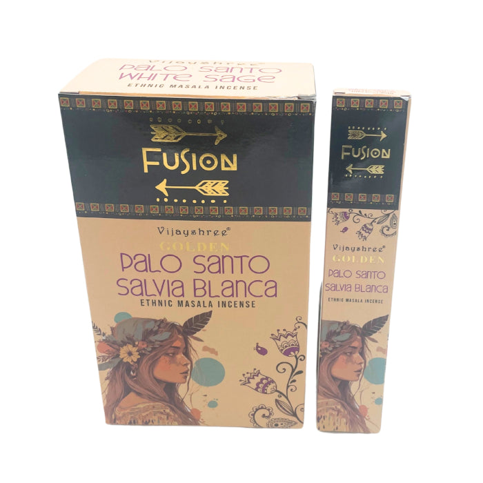 Bețișoare parfumate Golden Palo Santo și Salvie Albă 15g pentru purificare energetică și ritualuri spirituale
