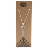 Pandantiv din cuarț natural, tip plăcuță, cu lanț placat cu argint de aprox 45 cm