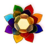 Suport pentru Lumânare Lotus Multicolor 7 Chakre și Margini Aurii