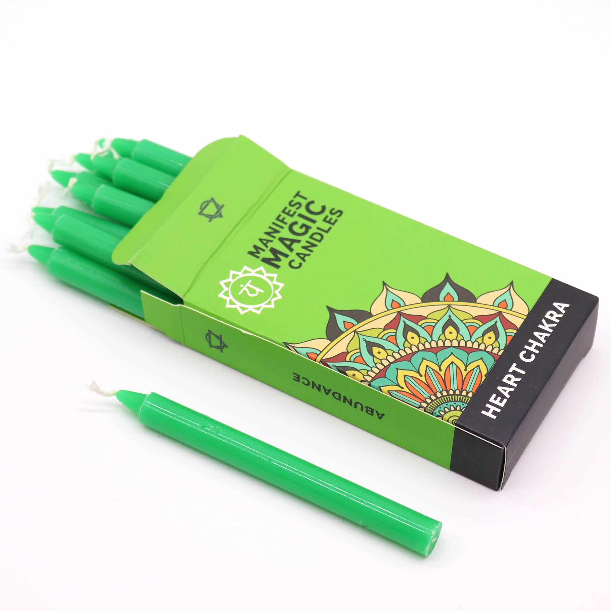 Lumânări Magice Ezoterice (pachet de 12) - Verde - Chakra Inimii