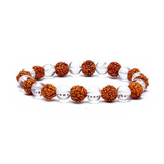 Brățară elastică  - Rudraksha și Cristal de Stâncă