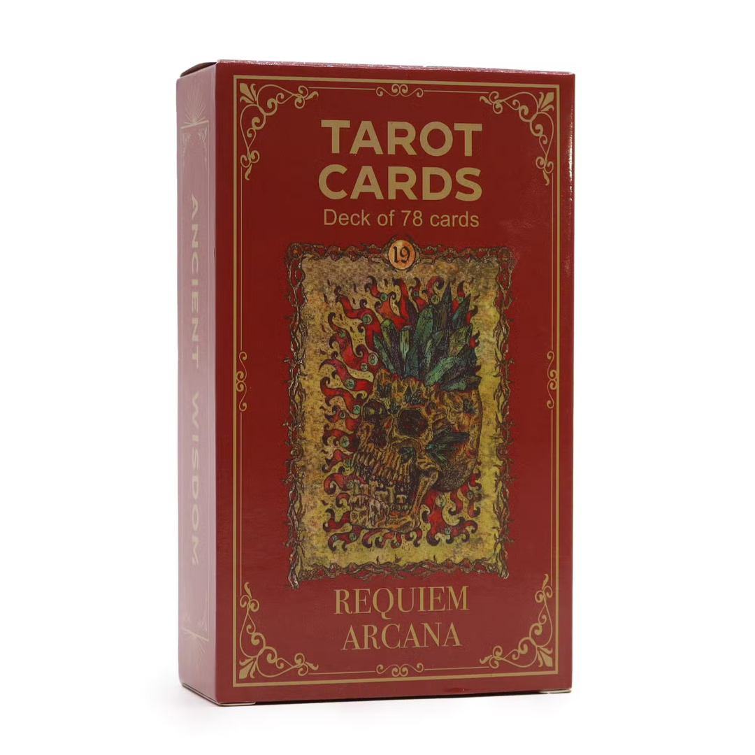 Cărți de Tarot cu Ghid Requiem Arcana, 78 de Cărți cu Ilustrații Gotice și ghid inclus