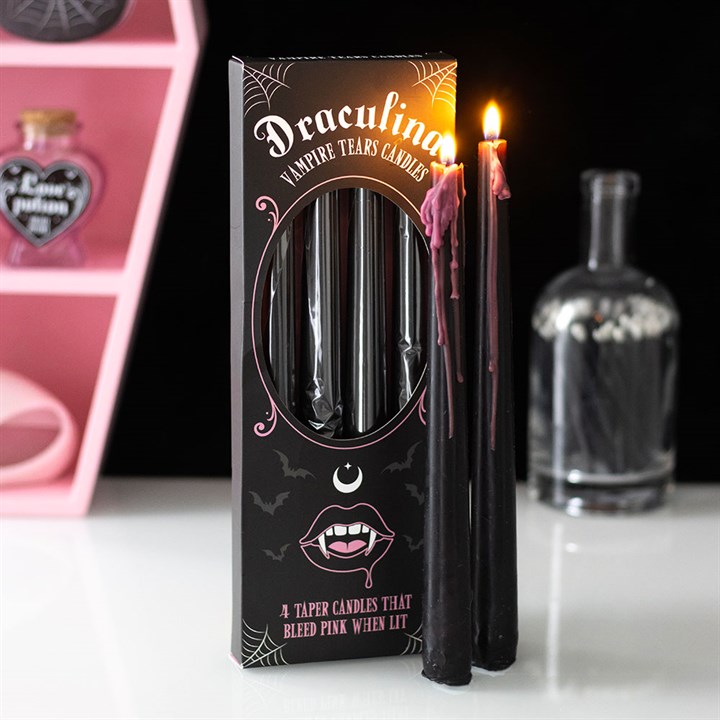 Set 4 Lumânări Conice Roz - Lacrimi de Vampir