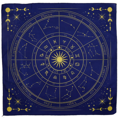 Pânză pentru Citirea Tarotului Zodiac, 75x75 cm, pentru etalări tarot și altar