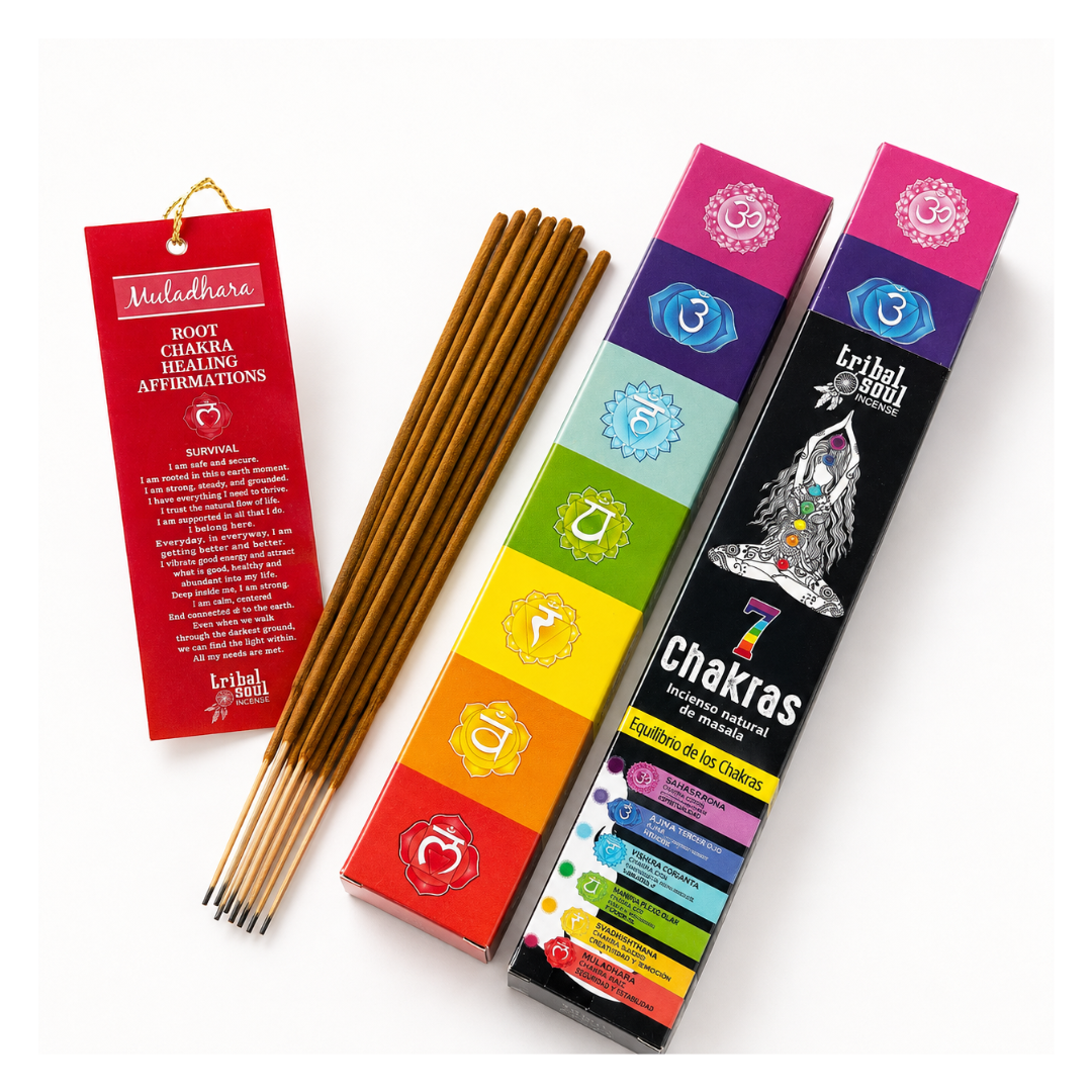 Pachet de Bețișoare Parfumate 7 Chakra cu Carte Mesaj – Tribal (aprox. 10 bucăți)