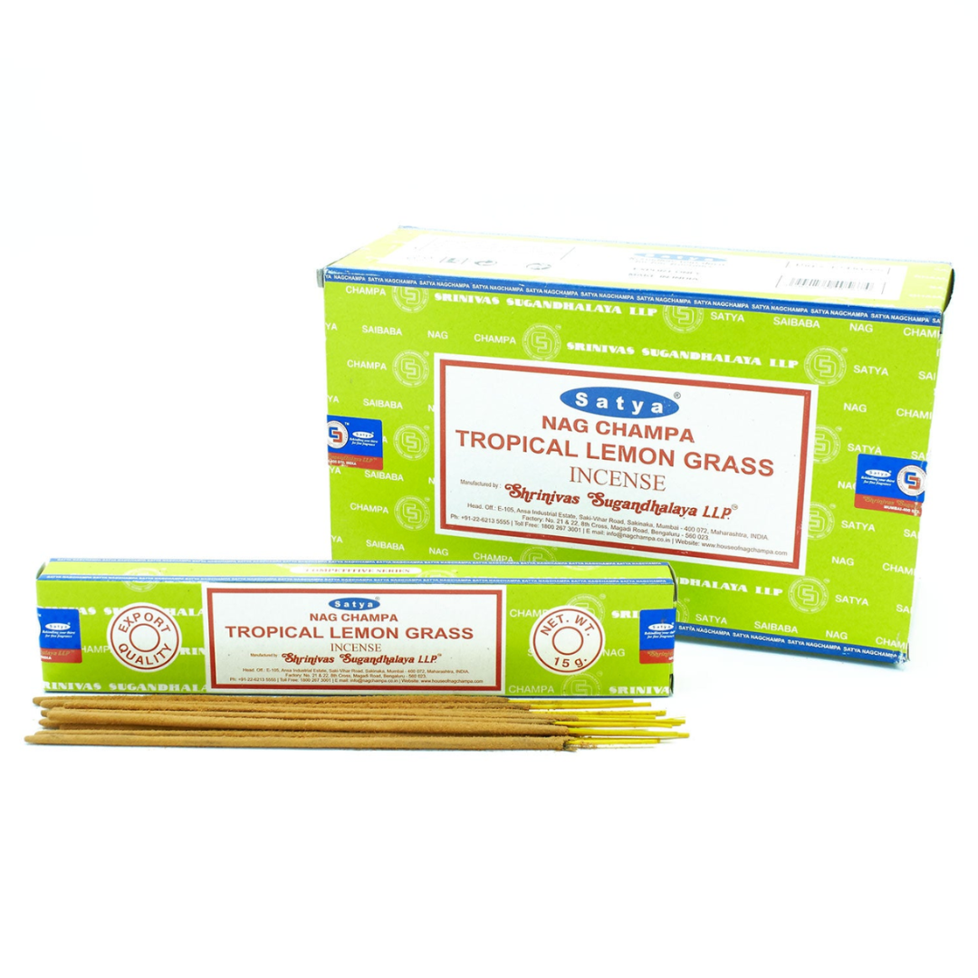 Bețișoare parfumate naturale, Satya - Iarbă de Lămâie Tropicală, 15 g, aprox 15 bucăți