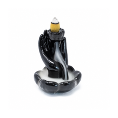 Suport ceramic Mână Buddha cu Floare de Lotus (7.7 x 7.7 x 6 cm)