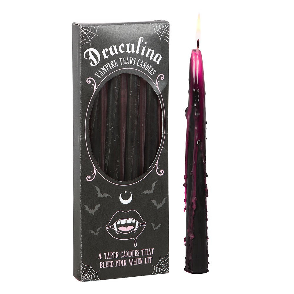 Set 4 Lumânări Conice Roz - Lacrimi de Vampir