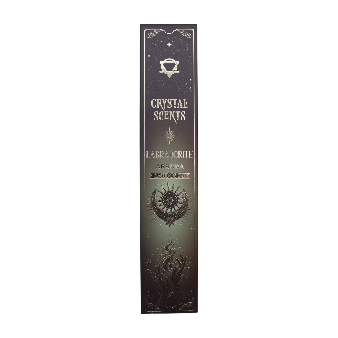 Bețișoare Parfumate cu Cristal de Labradorit – Arruda (10 buc + Cristal)