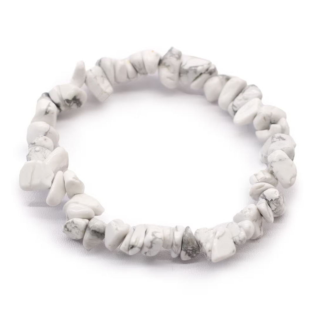 Brățară elastică din chipsuri naturale de Jasp Alb – pentru calm, claritate și echilibru