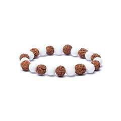 Brățară Elastică din Rudraksha și Pulbere Reconstituită de Scoică Conch