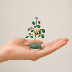 Copăcel din cristale cu Aventurin Verde – Arborele Vieții pentru noroc, prosperitate și optimism (aprox. 6 cm)