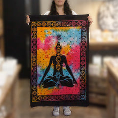 Pânză de perete Chakra Buddha pentru meditație, din bumbac, 78x112 cm