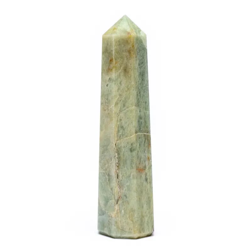 Obelisc din acvamarin (7–10 cm), calitate AA, pentru calm, comunicare, Feng Shui