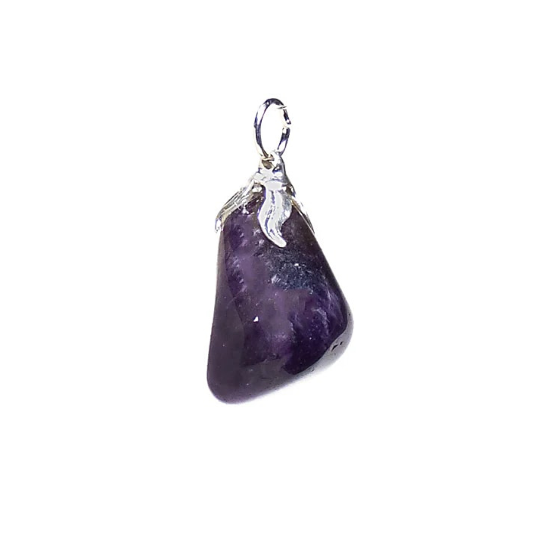 Pandantiv din ametist natural violet închis, pentru protecție energetică, echilibru emoțional (1,5–3 cm)