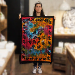 Pânză de perete Elefant Mandala pentru meditație, din bumbac, 78x112 cm