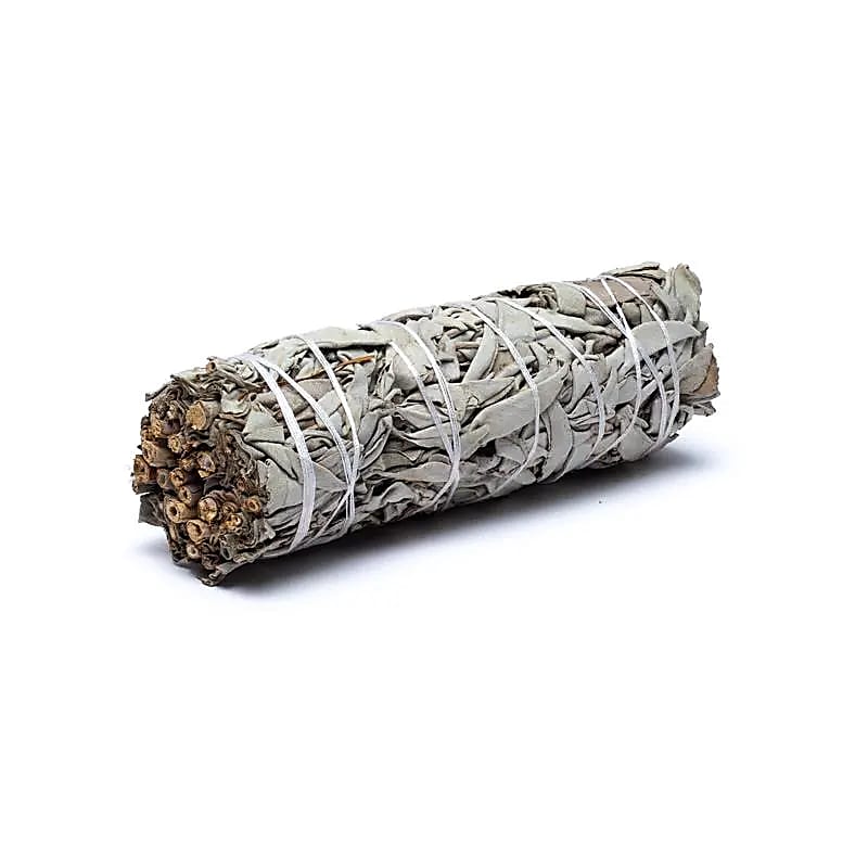 Salvie albă White Sage smudge stick natural 10cm legat manual, mănunchi pentru purificare spirituală, eliminare energii negative și fumigații