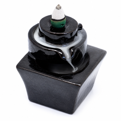 Suport ceramic în formă de fântână pătrată pentru conuri parfumate fum curgător cu efect cascadă zen