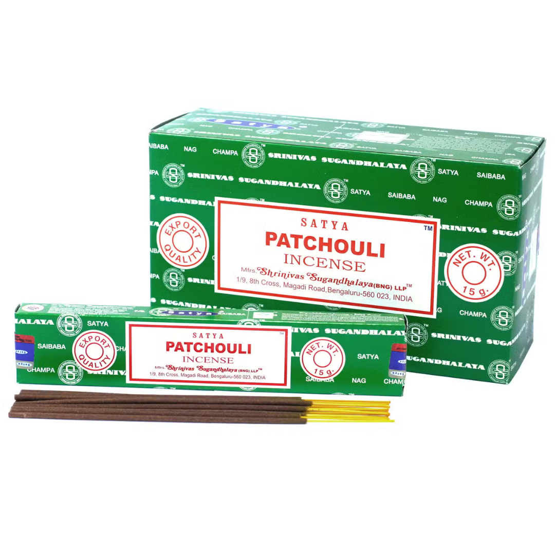 Bețișoare parfumate naturale, Satya Patchouli, 15 g, aprox 15 bucăți