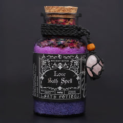 Amestec sare de baie Ancient Witch pentru iubire, cu Cuarț roz, 490g greutate totală