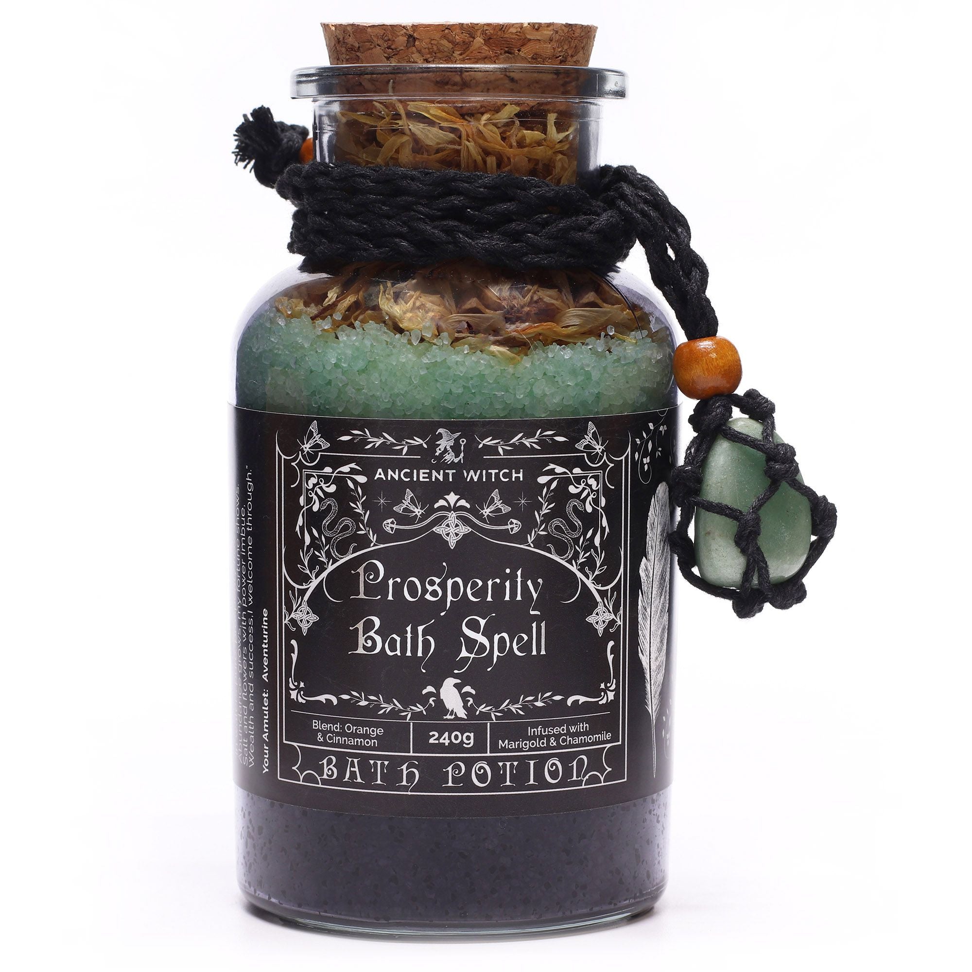 Amestec sare de baie Ancient Witch pentru Prosperitate, cu Cristal Aventurin, 490 g