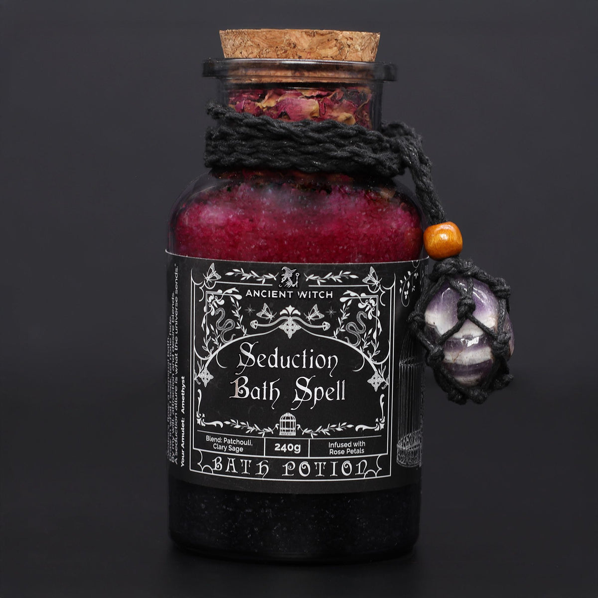 Amestec sare de baie Ancient Witch pentru Seducție, cu Ametist, 490 g
