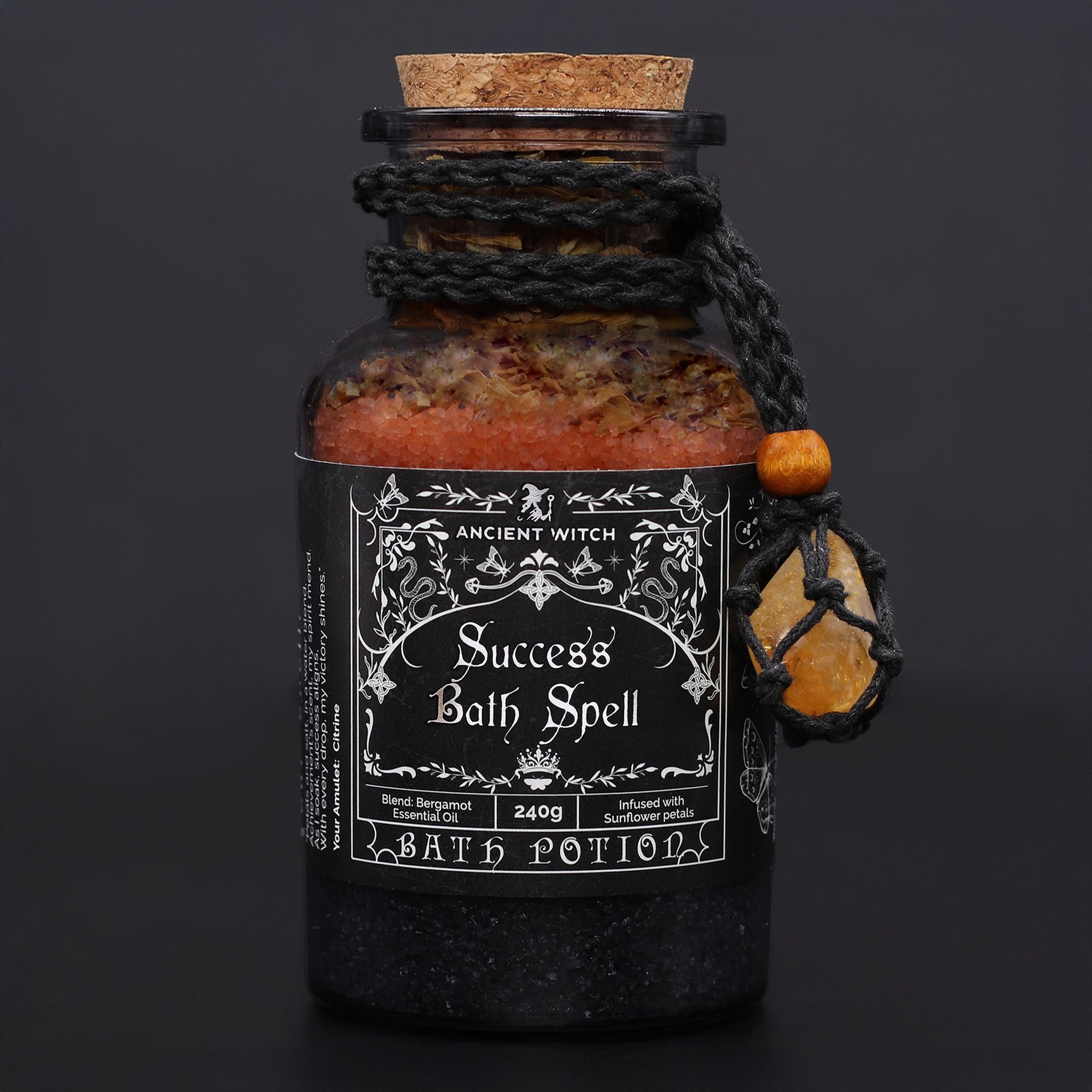 Amestec sare de baie Ancient Witch pentru succes, cu Citrin, 490g greutate totală