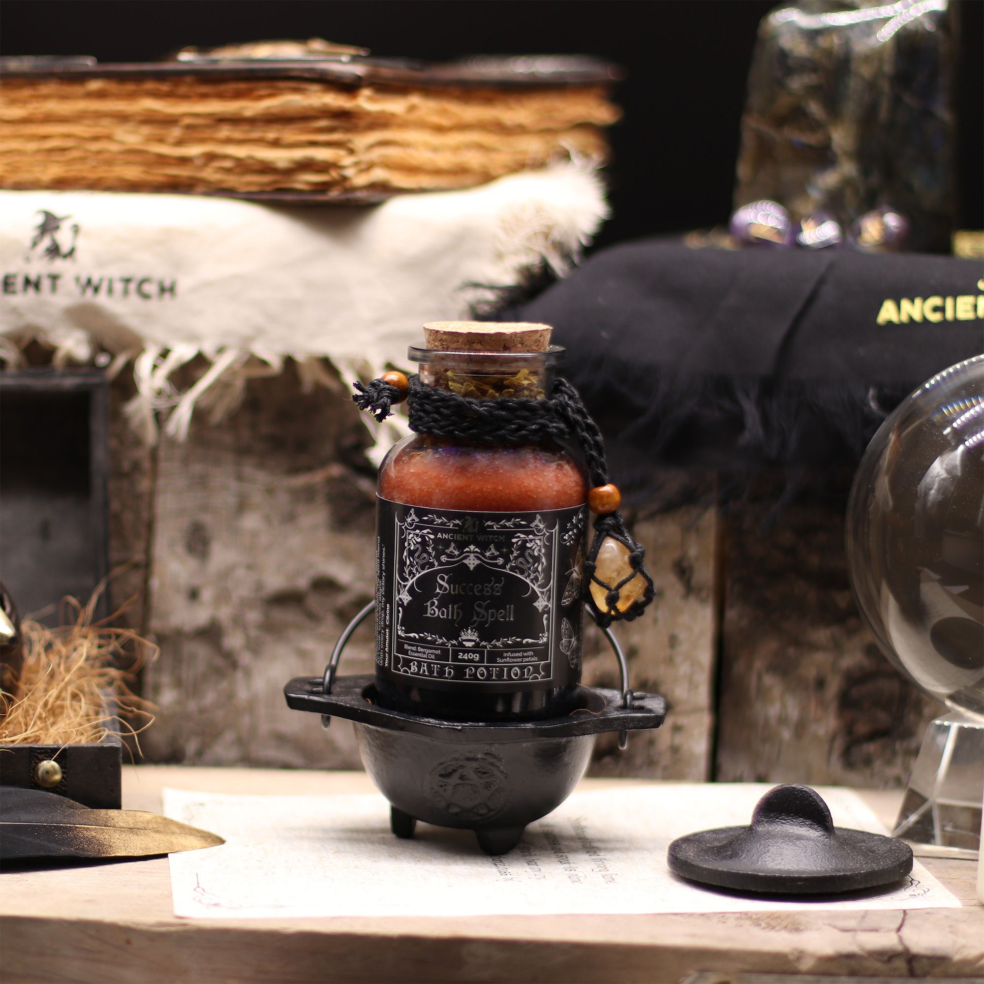 Amestec sare de baie Ancient Witch pentru succes, cu Citrin, 490g greutate totală