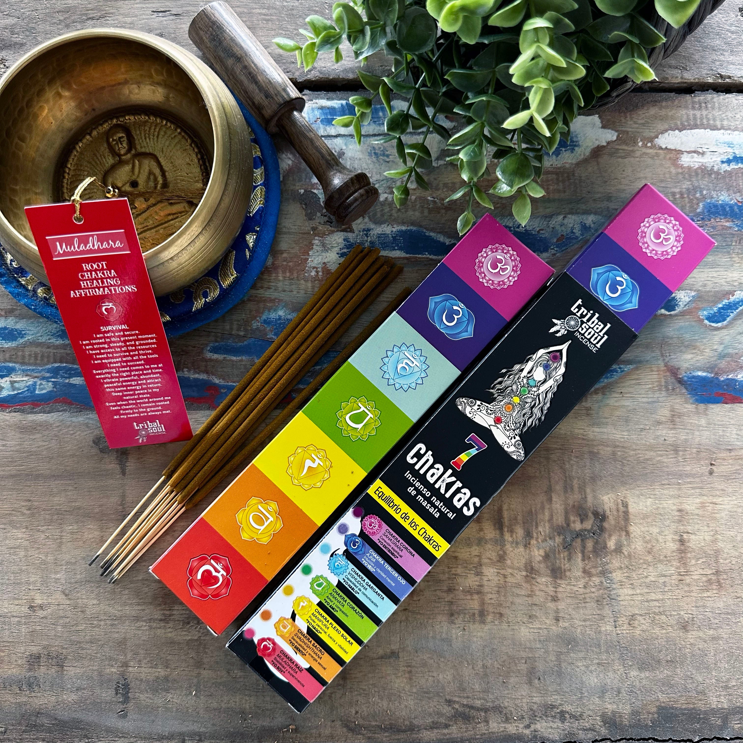Bețișoare parfumate Tribal 7 Chakra rulate manual cu carte de mesaj spirituală pentru echilibrare energetică