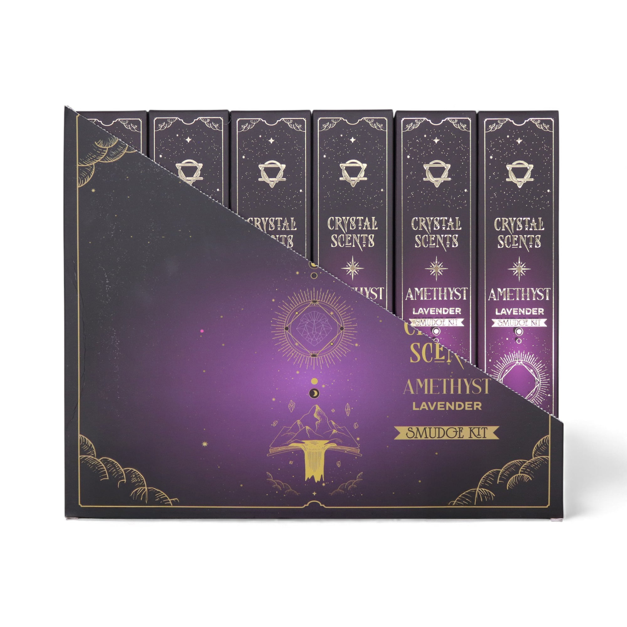 Set bețișoare parfumate cu lavandă și cristal de Ametist pentru meditație și practici spirituale