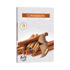 Set 6 lumânări maro de tip pastilă cu aromă de scorțișoară