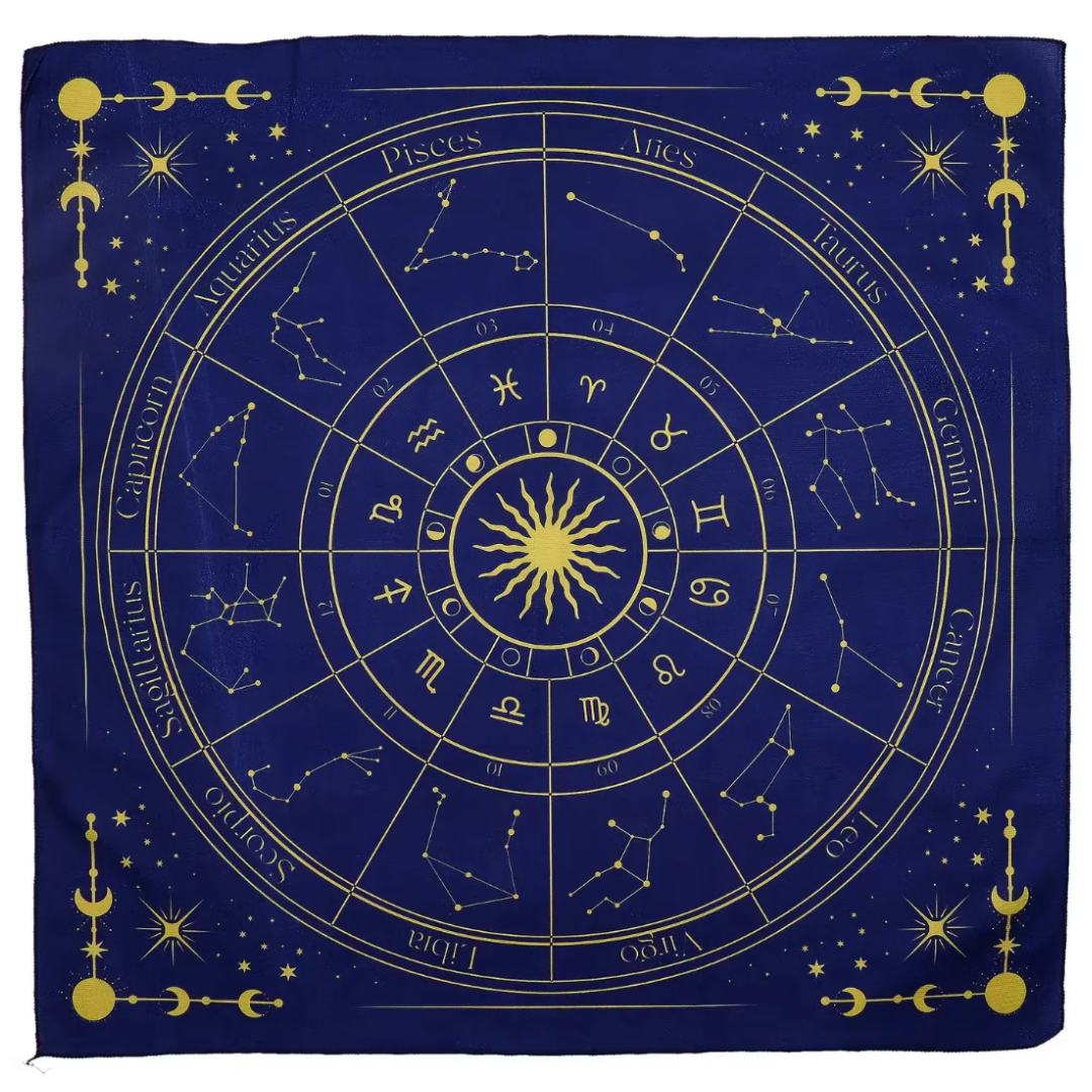 1 Pânză pentru Citirea Tarotului Zodiac – 75 × 75 cm