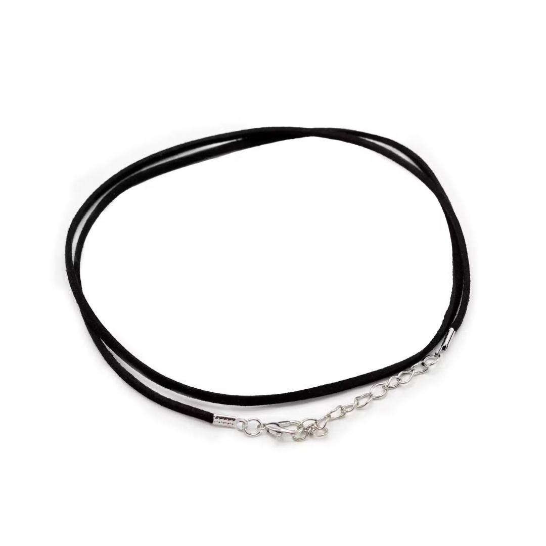 Șnur tip piele întoarsă cu închidere lobster, 2,5 mm × 55 cm, pentru pandantive și bijuterii