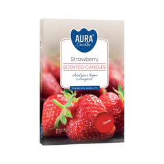 Set 6 Lumânări tip pastilă cu aromă de căpșuni