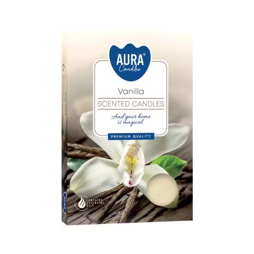 Set 6 Lumânări tip pastilă cu aromă de vanilie