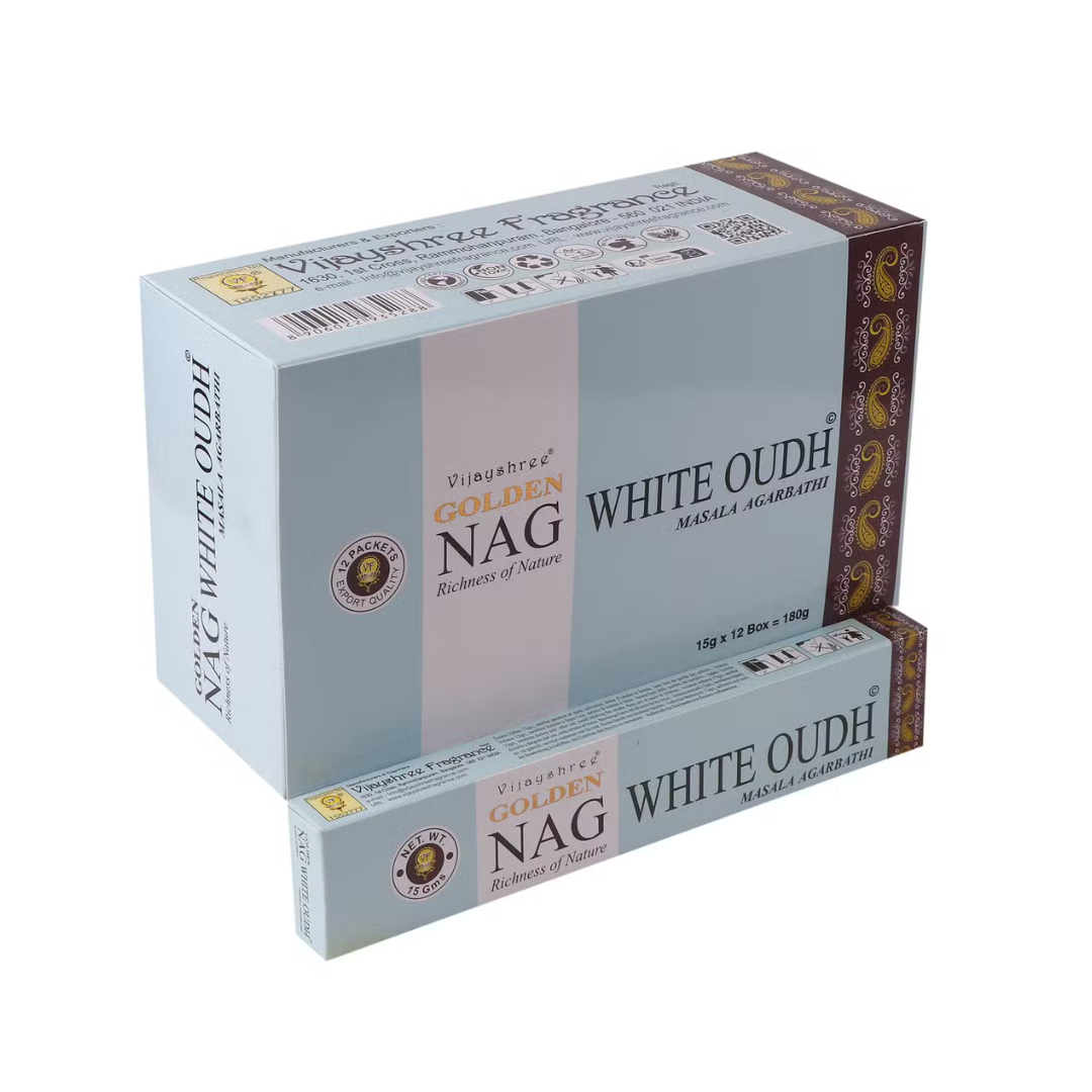 Bețișoare parfumate naturale, Golden Nag Oudh Alb, 15 g, aprox 15 bucăți