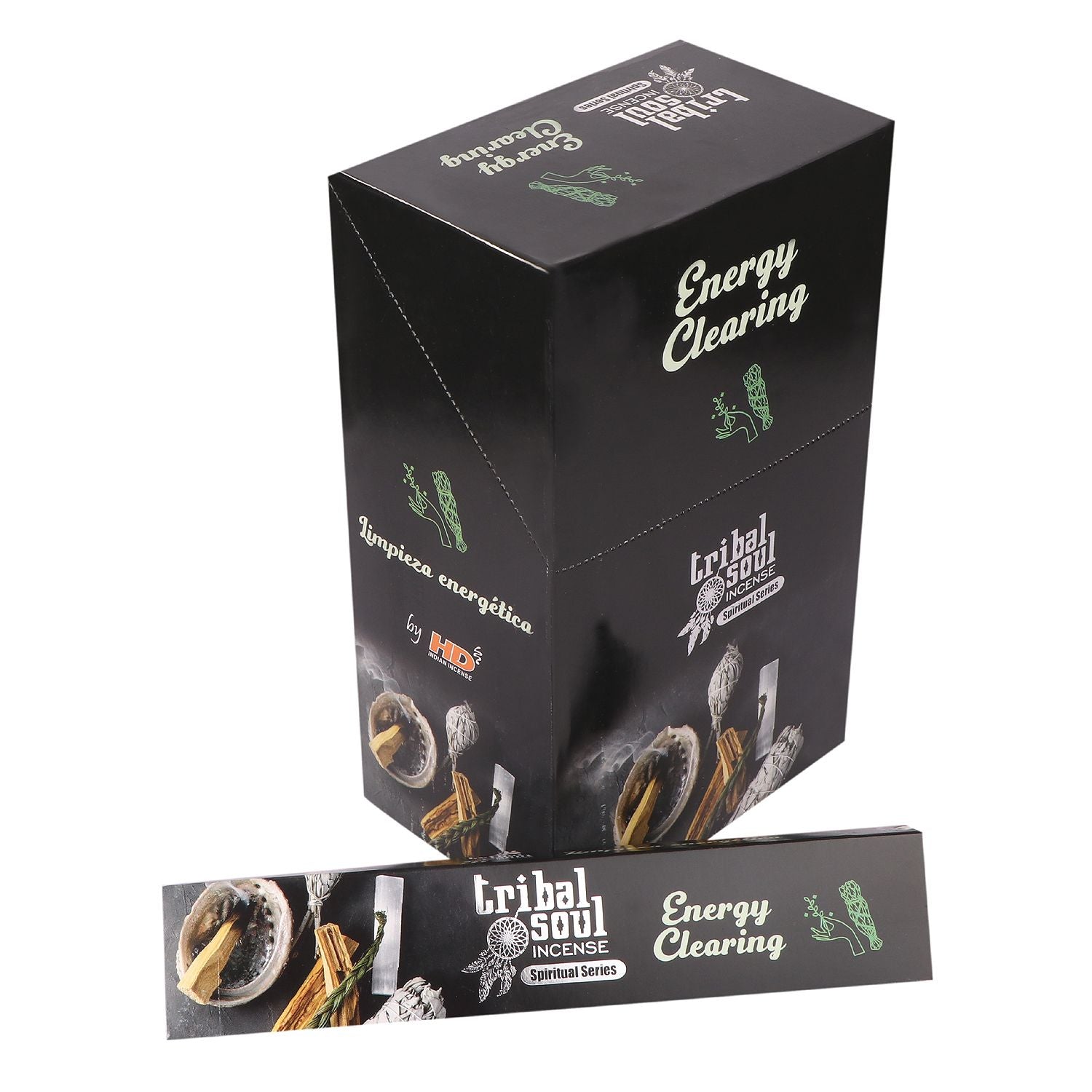 Set bețișoare tămâie Tribal Soul cu suport ceramic pentru smudging și ritual de curățare energetică