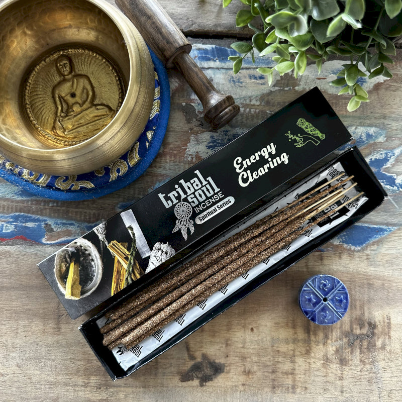 Set bețișoare tămâie Tribal Soul cu suport ceramic pentru smudging și ritual de curățare energetică