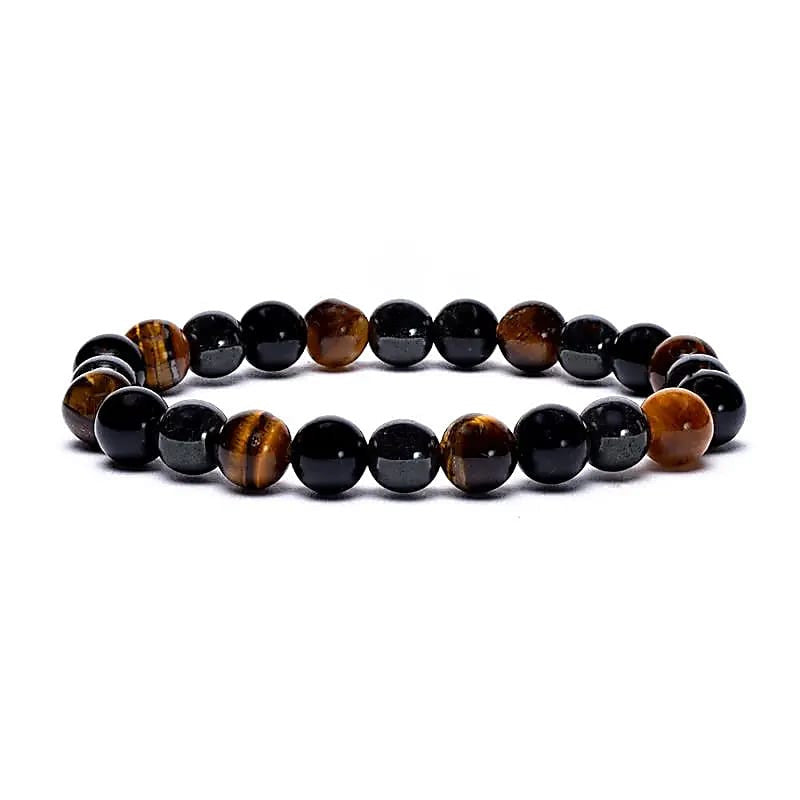 Brățară elastică cu pietre semiprețioase - Hematit-Obsidian-Ochi de Tigru