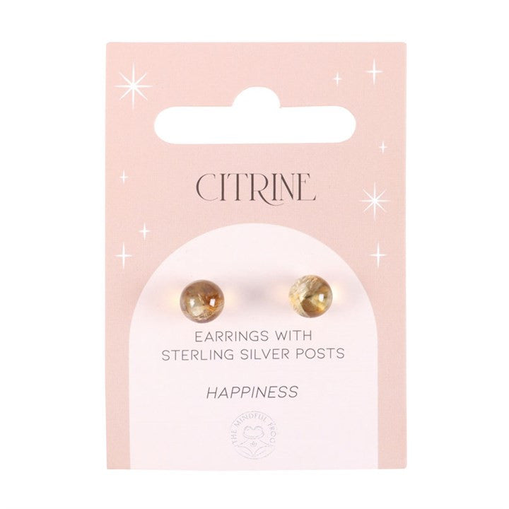 Cercei din argint sterling și cristal semiprețios de citrin pentru fericire